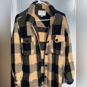 Lucky Brand Black and Tan Plaid Jacket
